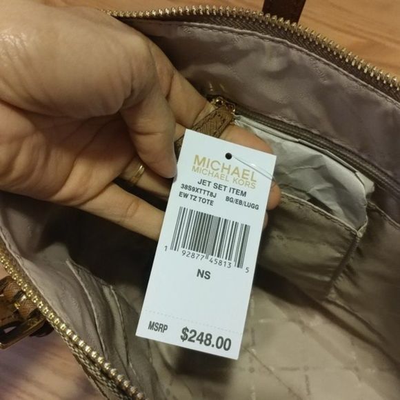 Michael Kors Jet Set East West Zip Tote Logo Canvas Bag NWT - Picture 4 of 4